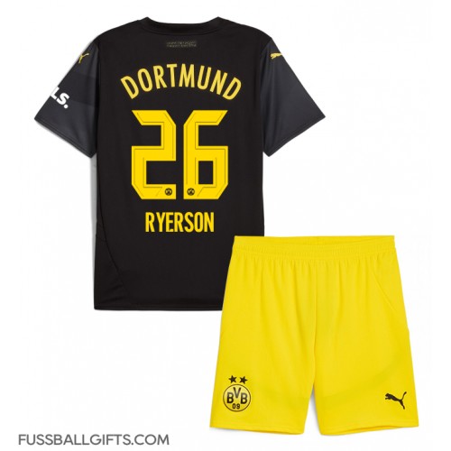 Borussia Dortmund Julian Ryerson #26 Fußballbekleidung Auswärtstrikot Kinder 2024-25 Kurzarm (+ kurze hosen)